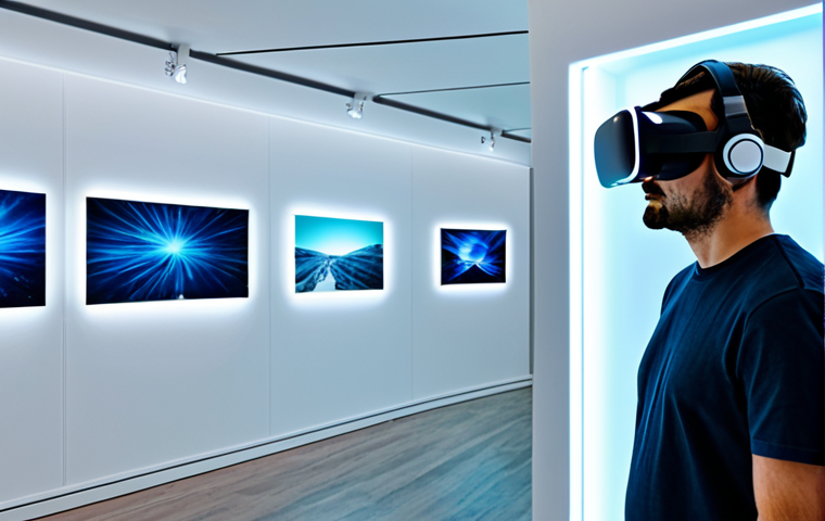 Virtual Art Gallery**

"A brightly lit, modern virtual art gallery with various digital artworks displayed on the walls. People wearing casual, modest clothing are observing the art through VR headsets. The gallery has a clean, futuristic design with glowing accents. Safe for work, appropriate content, fully clothed, professional setting, perfect anatomy, correct proportions, natural pose, high quality rendering."

**