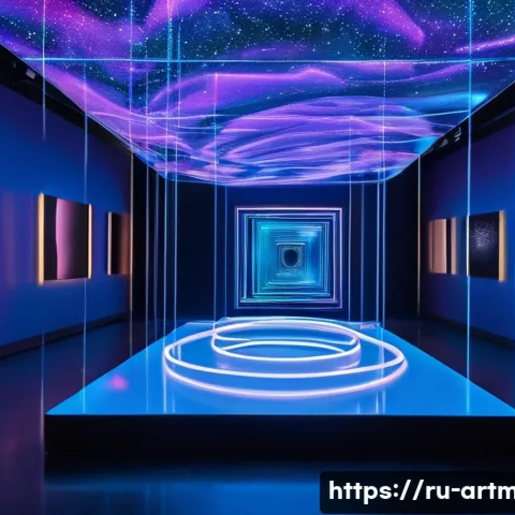 예술경영과 UX 디자인 - **Prompt: "An immersive, futuristic online art gallery experience, seen from a first-person perspect...