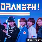 한류 콘텐츠 비즈니스 - A vibrant K-pop fan event in Moscow, featuring a diverse crowd of young Russian fans wearing stylish...